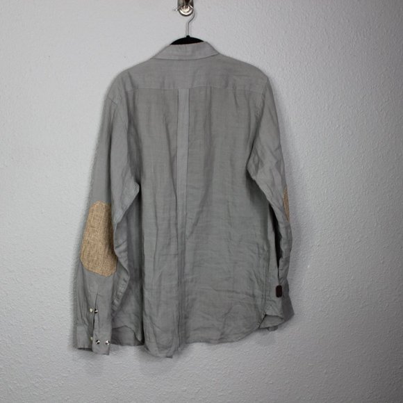 Unity In the Community Linen Aztec Embroidered Snap Down sz M - Picture 7 of 7